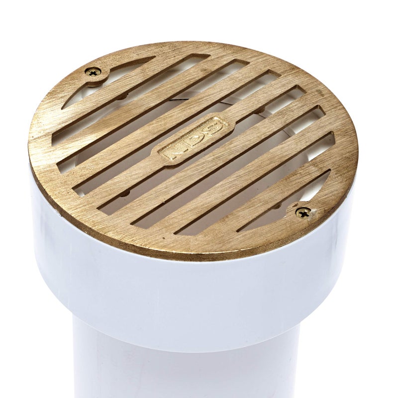NDS 910B, 4 In. Round Grate Drain Cover, with PVC Collar, Connects to 3 Inch Drain Pipe & 4 Inch Drain Fittings, for Small Lawns, Landscaping and Patios, Satin Brass - Image 2